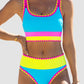👙Hot Sale🌈Color Block Patchwork Nylon Sporty 3-Piece Bikini Set