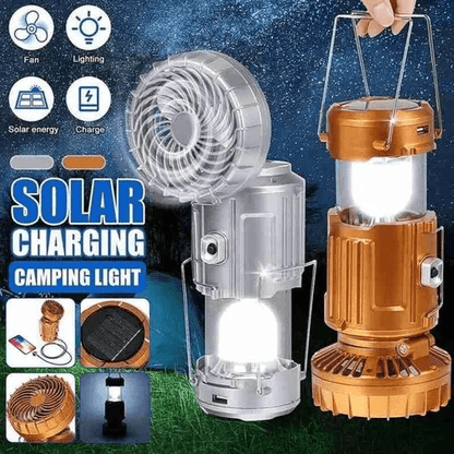 🔥Outdoor Essentials🔥Portable Stretchable Solar Lithium Battery Electric Fan + Emergency Light