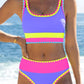 👙Hot Sale🌈Color Block Patchwork Nylon Sporty 3-Piece Bikini Set