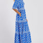 💙Women’s Geometric Print V-Neck Maxi Dress