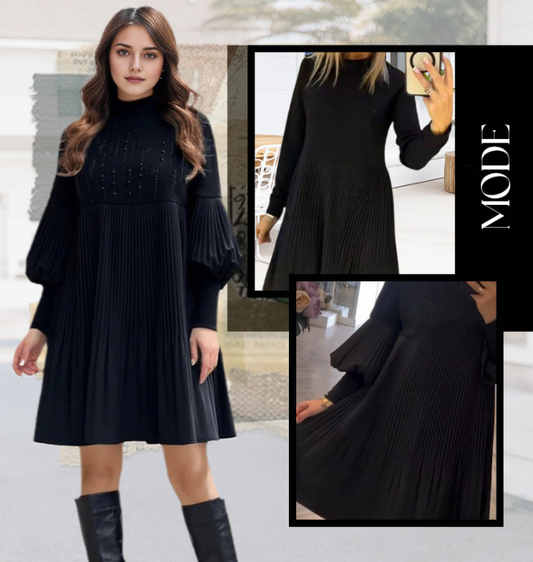 👗New Arrival🎉Women's Plus Size Lantern Sleeve Stand Collar Dress