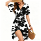 💃Summer Hot Sale 49% OFF🌈Women's Ruffle Sleeve Sexy Sundress Floral V Neck Short Wrap Dress with Pockets
