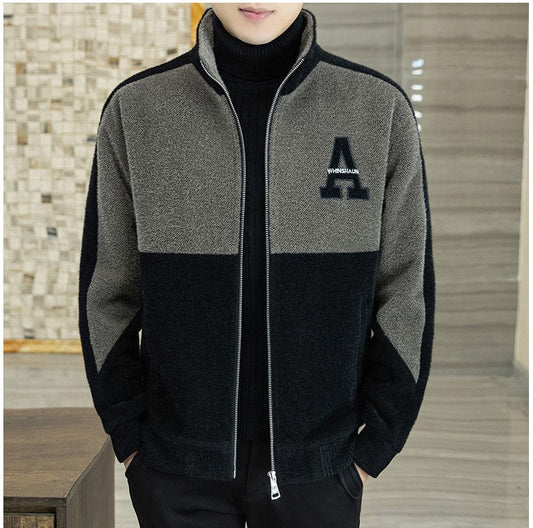 Men's Fashion Standing Collar Plush Jacket