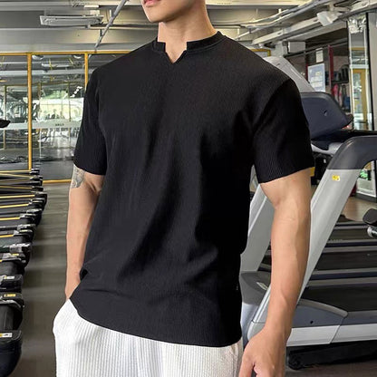 Men's V-Neck Short Sleeve Muscle Athletic Workout T-Shirts😍