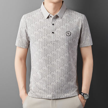 ☄️Spring Specials🎉Men's Breathable Ice Silk Cooling Lapel T-shirt