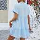 🩵Fashion Loose V-Neck Pleated Short Dress