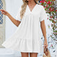 🩵Fashion Loose V-Neck Pleated Short Dress
