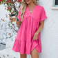 🩵Fashion Loose V-Neck Pleated Short Dress