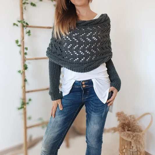 💝Hot sale 50% OFF🔥Women’s Knitted Cut-Out Shawl Poncho Wrap