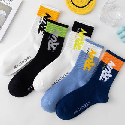 ✨Buy 5 Get 5 Free✨Letter Blocking Mid-Calf Socks