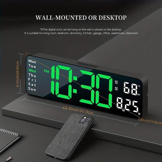 🎁50% OFF💥Large Digital Clock with Temperature, Date, Auto DST, Night Light, Auto Brightness Dimmer