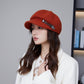Stylish Soft Fuzzy Newsboy Cap With Metal Chain