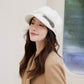 Stylish Soft Fuzzy Newsboy Cap With Metal Chain