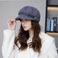 Stylish Soft Fuzzy Newsboy Cap With Metal Chain