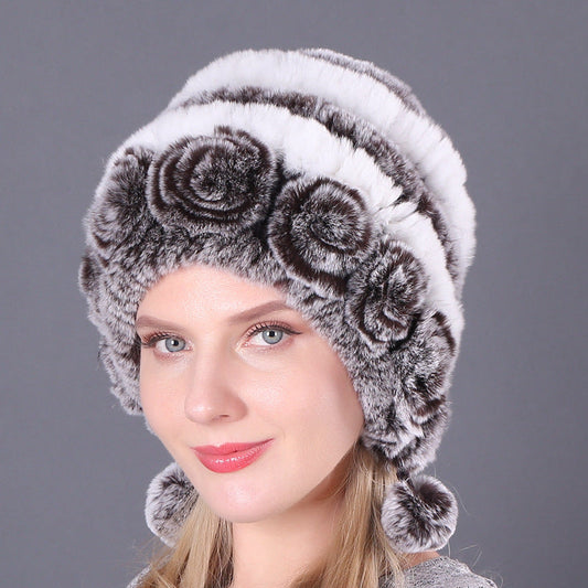 Artificial Fur Warm Hat Set