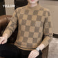 🔥New Year Promotion🔥Men‘s Checkered Printed Mock Neck Thickened Pullover Sweater