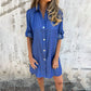 🔥Spring New👗Women's Casual Denim Lapel Dress