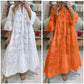 💞Spring New Arrival💞Women’s Elegant V Neck Eyelet Flowy Long Dress