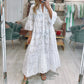💞Spring New Arrival💞Women’s Elegant V Neck Eyelet Flowy Long Dress