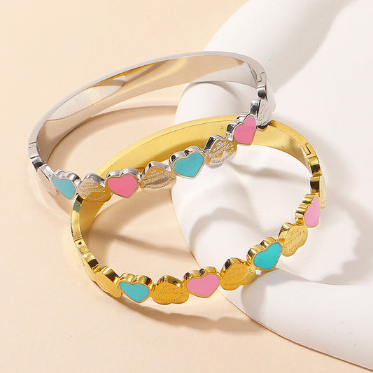 Forever Love Heart Titanium Steel Bracelet For Women