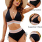 💕2025 Hot Sale💕High Waisted Tummy Control Colour Block Bikini Sets