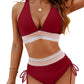 💕2025 Hot Sale💕High Waisted Tummy Control Colour Block Bikini Sets