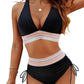💕2025 Hot Sale💕High Waisted Tummy Control Colour Block Bikini Sets