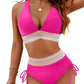 💕2025 Hot Sale💕High Waisted Tummy Control Colour Block Bikini Sets
