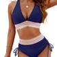 💕2025 Hot Sale💕High Waisted Tummy Control Colour Block Bikini Sets
