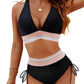 💕2025 Hot Sale💕High Waisted Tummy Control Colour Block Bikini Sets