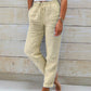 Women's  Elastic Waist Cotton Linen Wide Leg Pants