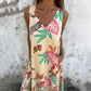 Women's Leaves Pattern V-Neck Sleeveless Floor-Length Dress