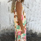 Women's Leaves Pattern V-Neck Sleeveless Floor-Length Dress