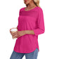 Women’s Pleated Detail 3/4 Sleeve Casual T-Shirt