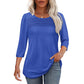 Women’s Pleated Detail 3/4 Sleeve Casual T-Shirt