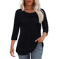 Women’s Pleated Detail 3/4 Sleeve Casual T-Shirt