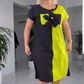 Women's Casual Black & Green Patchwork Dress