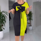 Women's Casual Black & Green Patchwork Dress