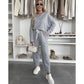 Solid Color Round Neck Top & Loose Pants 2-PCS Set