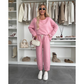 Solid Color Round Neck Top & Loose Pants 2-PCS Set