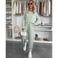 Solid Color Round Neck Top & Loose Pants 2-PCS Set