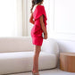 👗2025 Hot sale🌸Women's One Shoulder Ruffle Sleeve Cocktail Dress