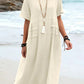 💕Summer New💕Women's Round Neck Cotton Linen Midi Dress