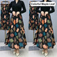 Women's Fashion High Waist Floral Pleated Long Skirt