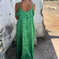 Women's Printed Spaghetti Strap Maxi Dress