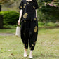 Women's Printed Short-Sleeved Top & Cropped Pants Set