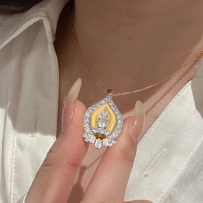 ✨Shiny Gift📿Retro Style Gold Tower Rhinestone Pendant