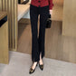 Cropped Faux Two-Piece Stand-Up Collar Shirt with Flared Pants