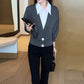 Cropped Faux Two-Piece Stand-Up Collar Shirt with Flared Pants