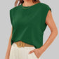 Solid Color Round Neck Cap Sleeve Top